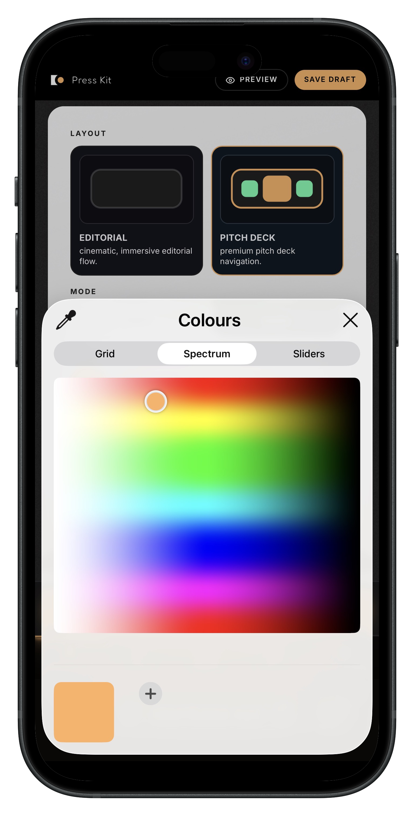 Builder colour picker panel